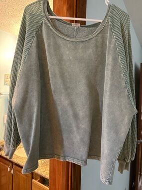 Washed Sage Crewneck Pullover Sweater